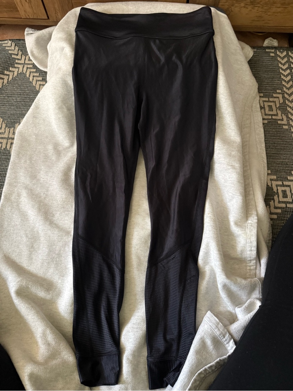 ALALA Black Ribbed Moto Leggings High Rise Athletic Pants Size M